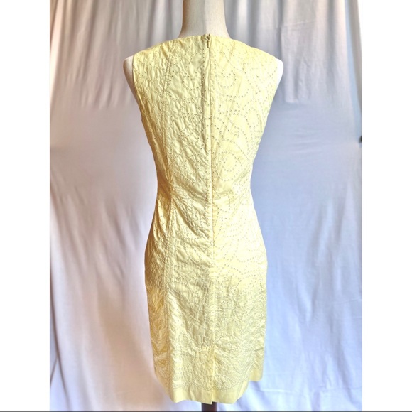 Talbots Light Yellow Detailed Sleeveless Cocktail Dress - Picture 3 of 5